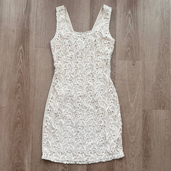Chelsea & Violet Medium Cream Lace Overlay Dress - Picture 1 of 7